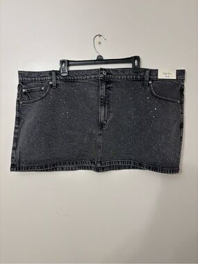 Abercrombie & Fitch Black Denim Mini Skirt with Rhinestone Embellishment